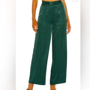 L*Space NWT Harlow Satin Animal Print Pant in Ultramarine Green